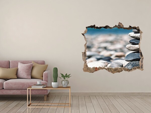 3d lyuk fal dekoráció Kövek a tengerparton