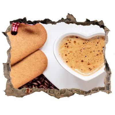 3d lyuk fal dekoráció Kávé sütikkel