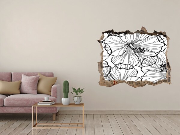 3d lyuk fal dekoráció Lyuk a falban virágmotívum