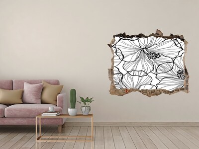 3d lyuk fal dekoráció Lyuk a falban virágmotívum