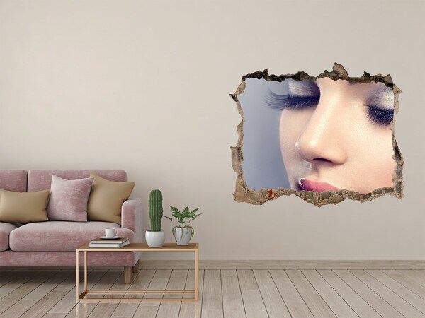 3d lyuk fal dekoráció Egy érzéki arc egy romos falban
