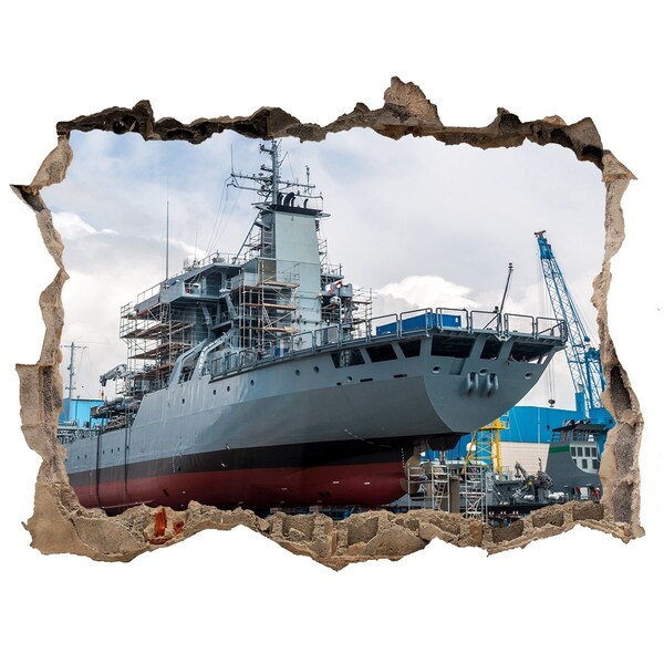 3d lyuk fal dekoráció Egy hajó a hajógyárban