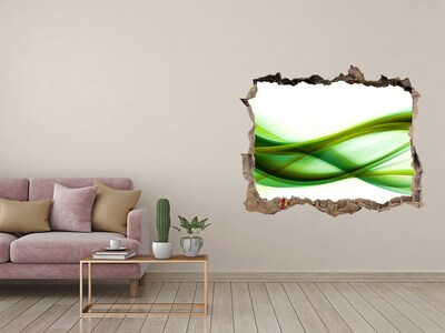 3d lyuk fal dekoráció Zöld hullám a falon lévő lyukban