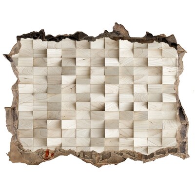 3d lyuk fal dekoráció Egy sérült fal fából készült mozaikkal