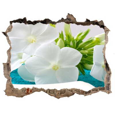 3d lyuk fal dekoráció Fehér virágok spa