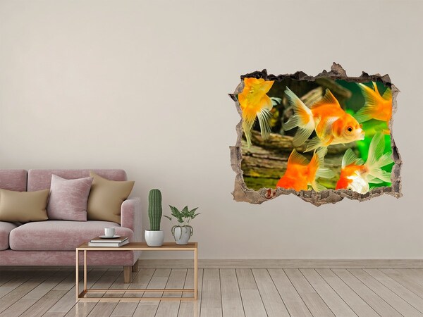 3d lyuk fal dekoráció Aranyhal a víz alatti világban