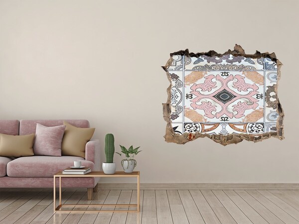 3d lyuk fal dekoráció Kopott padló színes csempékkel