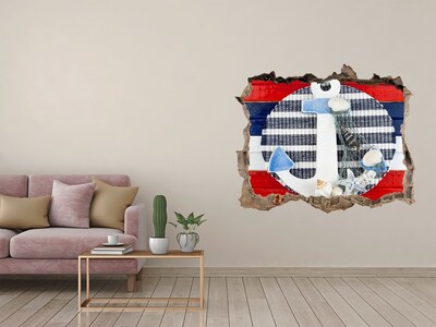 3d lyuk fal dekoráció Tengeri kaland kagylókkal