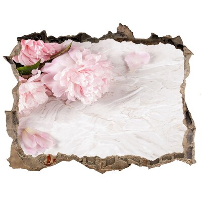 3d lyuk fal dekoráció Virágok az omladozó falban
