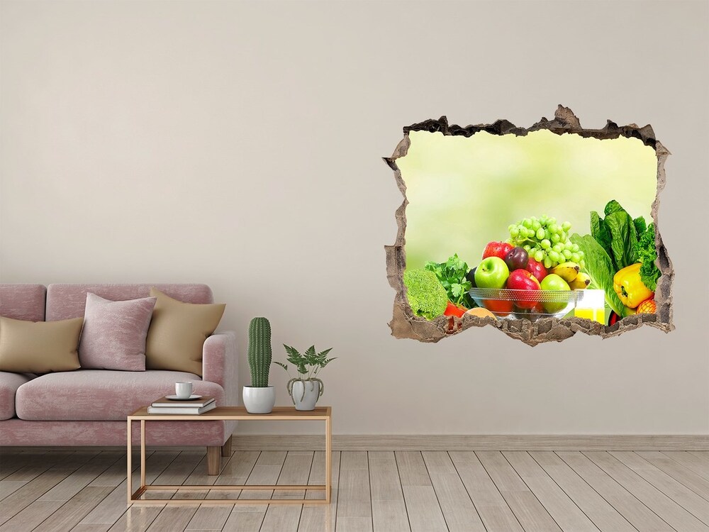 3d lyuk fal dekoráció Zöldség és gyümölcs