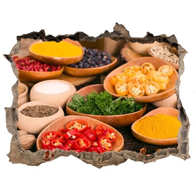 3d lyuk fal dekoráció Egy fűszerekkel teli konyha