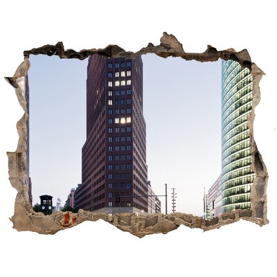 3d lyuk fal dekoráció A modern város látképe