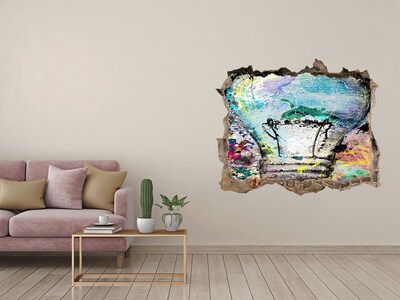 3d lyuk fal dekoráció Egy sérült fal lámpával