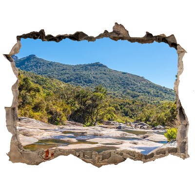 3d lyuk fal dekoráció Hegyi táj a falon lévő lyuk mögött