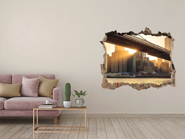 3d lyuk fal dekoráció Híd a lenyugvó napban