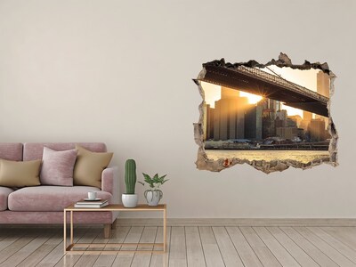 3d lyuk fal dekoráció Híd a lenyugvó napban