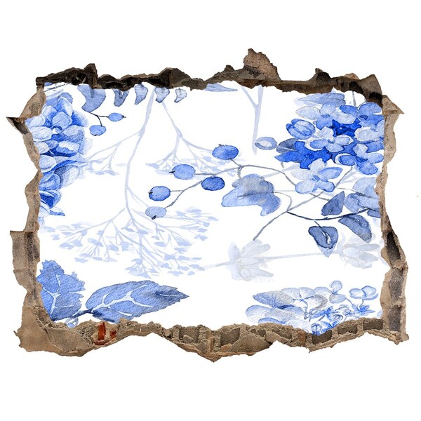 3d lyuk fal dekoráció Virágkilátás egy lyukon keresztül a falon