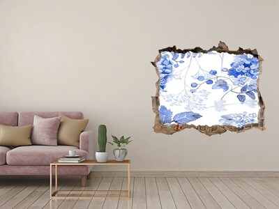 3d lyuk fal dekoráció Virágkilátás egy lyukon keresztül a falon