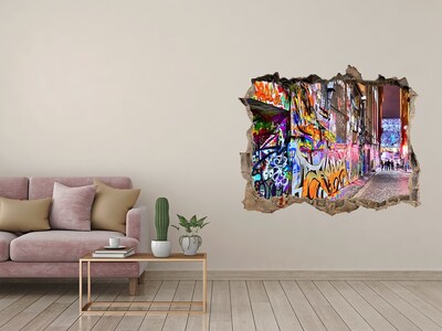 3d lyuk fal dekoráció Egy graffitivel teli utca