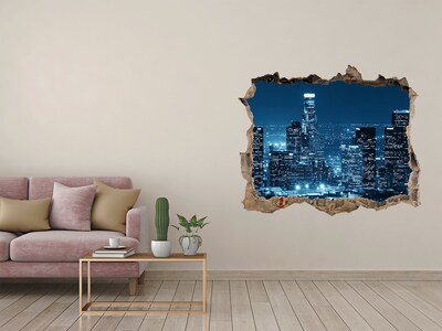 3d lyuk fal dekoráció Los Angeles éjszakai látképe