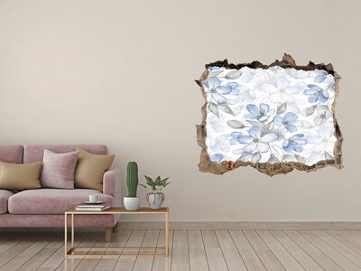 3d lyuk fal dekoráció Virágminta egy lyukon keresztül a falon