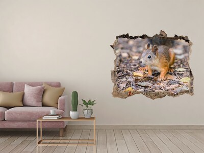 3d lyuk fal dekoráció Mókus az erdőben