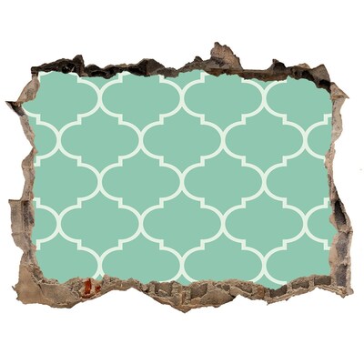 3d lyuk fal dekoráció Zöld mozaik egy sérült fal hátterében