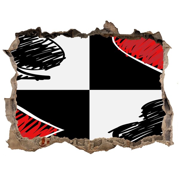 3d lyuk fal dekoráció Törött fal piros díszítéssel