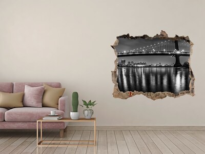 3d lyuk fal dekoráció Manhattan híd éjszaka