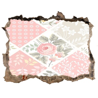 3d lyuk fal dekoráció Virágminta beton alapon