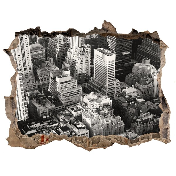 3d lyuk fal dekoráció Kilátás a városi dzsungelre