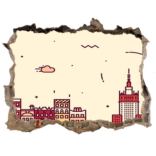 3d lyuk fal dekoráció A város a fal mögött