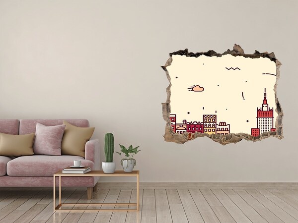 3d lyuk fal dekoráció A város a fal mögött