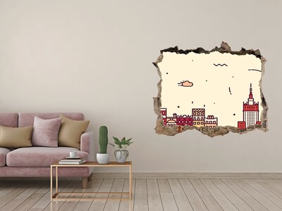 3d lyuk fal dekoráció A város a fal mögött