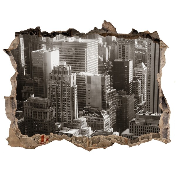 3d lyuk fal dekoráció Kilátás a városra egy lyukból a falon