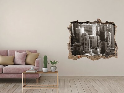 3d lyuk fal dekoráció Kilátás a városra egy lyukból a falon