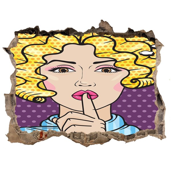 3d lyuk fal dekoráció Egy nő titokzatos mosollyal