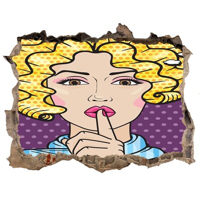 3d lyuk fal dekoráció Egy nő titokzatos mosollyal