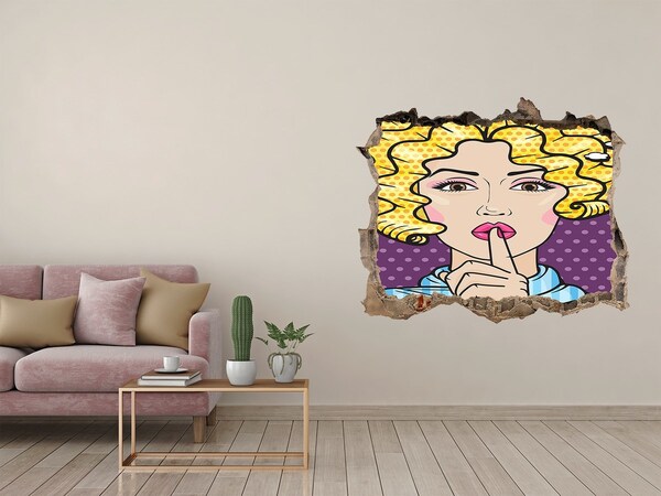 3d lyuk fal dekoráció Egy nő titokzatos mosollyal