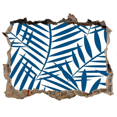 3d lyuk fal dekoráció Trópusi levelek egy lyukban a falban