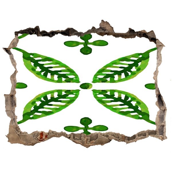 3d lyuk fal dekoráció Zöld növény egy lyukban a falban