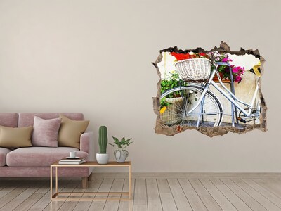 3d lyuk fal dekoráció Egy kerékpár virágos környezetben