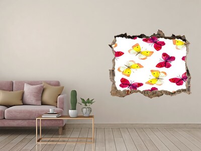 3d lyuk fal dekoráció Pillangók a virágoskertben