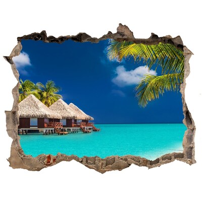3d lyuk fal dekoráció Egy trópusi oázis a vízparton