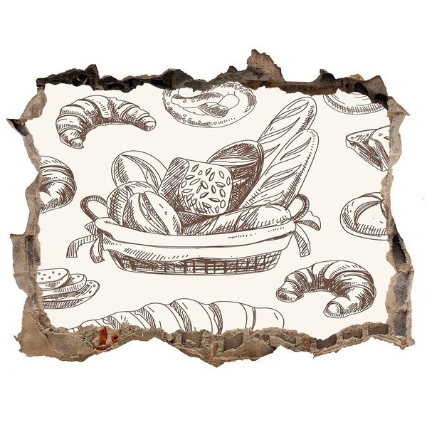 3d lyuk fal dekoráció Kosár kenyérrel