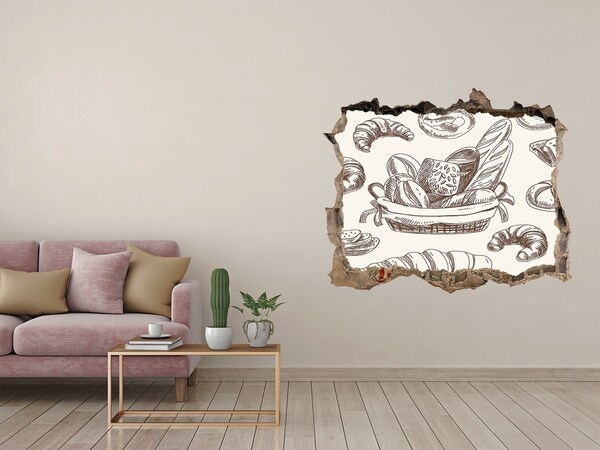 3d lyuk fal dekoráció Kosár kenyérrel