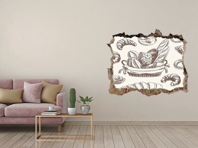 3d lyuk fal dekoráció Kosár kenyérrel