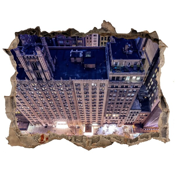 3d lyuk fal dekoráció Kilátás a város magasából éjszaka