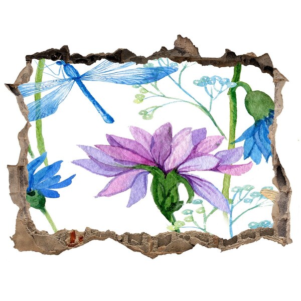 3d lyuk fal dekoráció Lyuk a falon virágos falfestmény