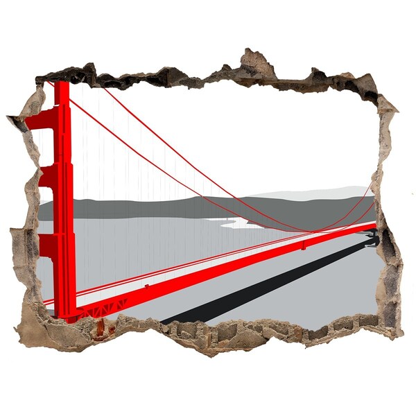 3d lyuk fal dekoráció Golden Gate híd Kaliforniában